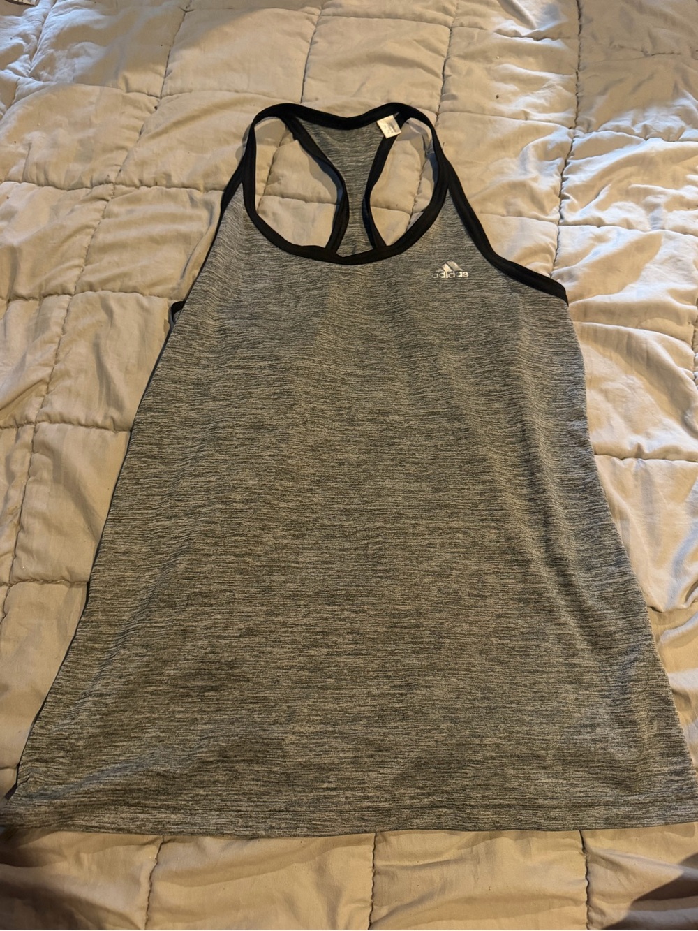 adidas Gray Marled Racerback Tank with Black Trim